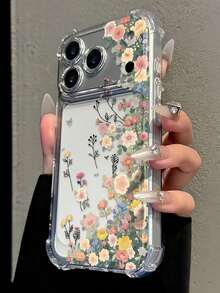 Minimalist Fashion Floral Flower Elements Reinforced Corners Daisy Flower Transparent Anti-Fall Phone Case, Minimalist Spring Style Phone Case, Suitable For Daily Use, Compatible With IPhone 15/15 Pro/15 Plus Soft Case Gift Anniversary - Clear - View 2