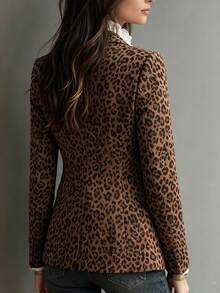 SHEIN Blazer Motif Leopard Premium, Pakaian Kantor Serbaguna untuk Awal Musim Gugur - MultiWarna - View 2