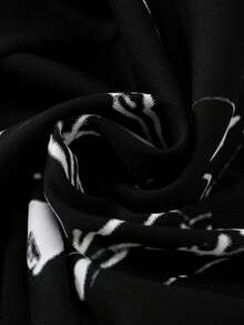 ROMWE MEN Pantalones de chándal holgados con cordón en la cintura y estampado de letras para hombre - Negro - Ver 3
