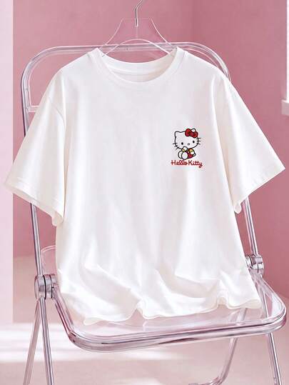 HELLO KITTY AND FRIENDS | SHEIN Casual Loose Round Neck Short Sleeve Women T-Shirt, Suitable For Summer