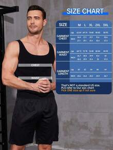 Men's Solid Color Scoop Neck Back Support Shaping Tank Top - Black - View 3