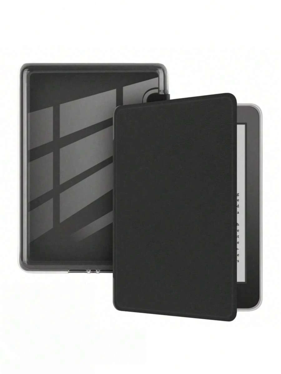 1PC Clear Ultra Translucent Acrylic Hard Shell TPU Soft Bumper Shockproof Scratch Resistant Auto Wake Hibernate Smart Kindle Paperwhite Protective Cover Case For Ereader Reading Travel Office Home Gift - Black - View 1