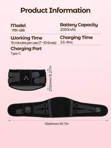 Teckwe Warm Compress Lumbar Massager, Polyester (Polyester Fiber), Heated Waist Belt For Warmth, Hot Compress For Cold Womb, Massage Device For Men And Women, Electric Heated Massager For The Waist - Black - View 6