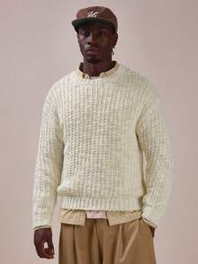 Musero Boxy Fit Knit Weave Long Sleeve Jumper Spring Summer Essentials - Apricot - View 2