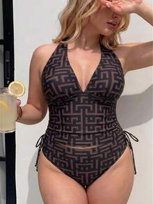 Swim Vcay 大尺碼女款 2 件組隨機豹紋印花優雅休閒沙灘泳池背心泳衣 - 彩色 - 查看 4