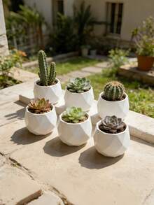 5/10/20-Pcs Mini White Rhombus Plastic Plant Pots, Durable Creative Desktop Succulent Containers, Round Decorative Design, Ideal For Indoor Window Sill, Home Room Decor, Convenient For Succulents, Cactus, Herbs. - Rhombus 5.8cm Square - View 4