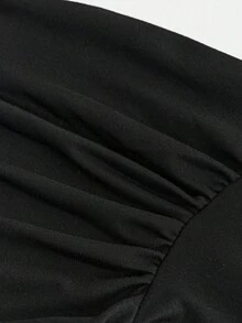 SHEIN Girlism 青少年女孩 2 件套休闲浅灰色褶皱长袖修身针织上衣和喇叭裤套装，适合居家和户外，旅行装机场，休闲日常穿着全套黑色服装套装黑色服装适合青少年女孩黑色两件套青少年 - 黑色 - 查看 10