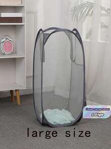 1pc Plain Laundry Hamper, Washing Basket, Bathroom Organizer, Basket, Storage Basket, Foldable Laundry Basket - Multicolor - View 1