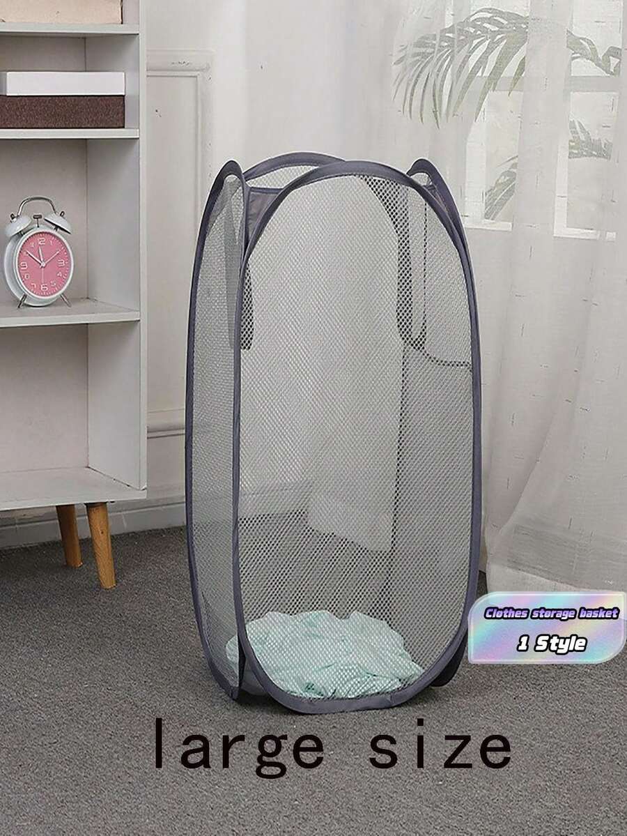 1pc Plain Laundry Hamper, Washing Basket, Bathroom Organizer, Basket, Storage Basket, Foldable Laundry Basket - Multicolor - View 1