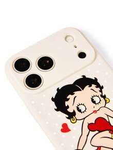 Betty Boop x SHEIN 卡通圖案復古白色皮感手機殼，防摔保護 11-17 系列手機殼 - 彩色 - 查看 7