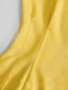 SHEIN Franclia 女款休閒日常可愛 Polo 領收腰顯瘦彈性運動短洋裝，適合通勤、外出、返校，秋夏穿著 - 黃色 - 查看 6