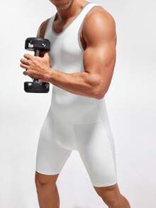 Manfinity Underwear&Sleepwear Basics 1件裝男士塑身連身衣 - 白色 - 查看 7