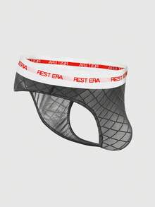 EasyFave 男士時尚字母印花丁字褲 - 黑與白 - 查看 2