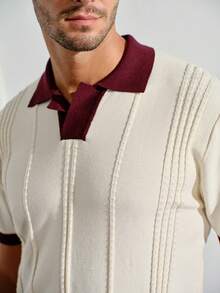 VeloEdit Men's Knit Polo Shirt Short Sleeve,Contrast Color Summer Casual Smart Casual Commuter Top,Solid Color Single-Breasted Versatile Vacation - White - View 7