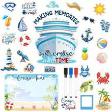 27-Piece Cruise Ship Magnet Set, Includes Adorable Sea Creatures & Plant Patterns, Perfect For Refrigerator, Cruise Ship Door, Car, Party Decorations, Fish, Crab, Shark, Boat Design - 27psc - View 13