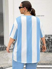 SHEIN CURVE+ Plus Size Casual Minimalist Loose Round Neck Women's T-Shirt Suitable For Summer - White - View 2