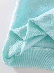 SHEIN Playful Pals 2件組男嬰秋冬抓絨布卡通刺繡圖案圓領長袖純色長褲，極簡風適合外出、休閒、日常運動 - 薄荷綠 - 查看 7