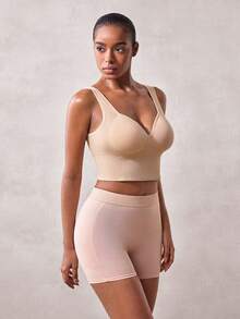 Veilyse 1 pieza Sujetador deportivo transpirable para mujer, absorbente de sudor, amortiguador de impactos, engrosado, soporte para fitness, running, yoga, ropa interior deportiva, top deportivo - Albaricoque - Ver 8