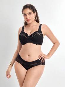 Slumbrini Plus Size Black Lace Underwire Comfortable Supportive Bra Plus Lingerie For Women Plus Size Bra Full Coverage Push Up Bra Push Up Bra Curve - Black - View 4