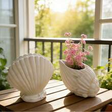 Creative Shell Conch Shaped Resin Planter, Unique Succulent Green Plant Pot, Minimalist Home Ornament For Window Sill Desk Garden, Plant Succulents And Small Green Plants, Creative Shape Planter - 1PC - View 2