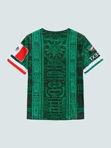 Modcrash Plus Size Men Street Style Casual Retro Letter Print T-Shirt - Multicolor - View 4