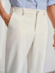 Men's Casual Minimalist Business Commute Slant Pocket Suit Pants - Beige - View 6
