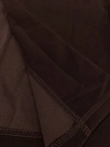SHEIN Privé 大尺碼女款中長版夾克，海軍藍，新秋季風格，極簡通勤外套 - 棕色 - 查看 3