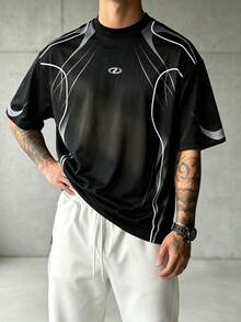 Gym Rark Men's Striped Colorblock Crew Neck Short Sleeve Sports T-Shirt For Daily Wear - Multicolor - View 5
