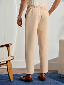 VeloEdit Men Solid Color Simple Style Daily Dress Pants For CeremonyFall Winter Formal - Apricot - View 3