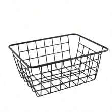 1 Matte Black Trapezoidal Minimalist Tabletop Storage Basket, Metal Organizer Basket For Kitchen And Bathroom Without Drilling, Small Golden Trapezoidal Basket, Pink Rectangular Basket, Bathroom Accessories, Room Decoration - Multicolor - View 7