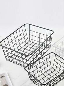 1 Matte Black Trapezoidal Minimalist Tabletop Storage Basket, Metal Organizer Basket For Kitchen And Bathroom Without Drilling, Small Golden Trapezoidal Basket, Pink Rectangular Basket, Bathroom Accessories, Room Decoration - Multicolor - View 5