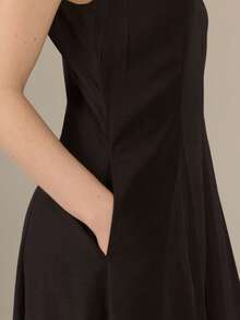 KÆRIA Hus Apron Neck Panelled Maxi Dress - Soft Lustre Weave With Mulberry Silk Blend - Black - Party Formal Modest Elegance Dinner Day Wedding Summer Classy - Black - View 7