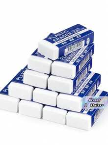 30pcs Blue 2B Erasers – Soft, Clean-Erasing, And Easy To Use; Suitable For Students, Drawing, And Art. Large White Erasers For School And Office Use. Back-To-School Essential Stationery; Assorted Packaging Colors (Shipped At Random). - Blue - View 1