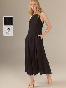 KÆRIA Hus Apron Neck Panelled Maxi Dress - Soft Lustre Weave With Mulberry Silk Blend - Black - Party Formal Modest Elegance Dinner Day Wedding Summer Classy - Black - View 9