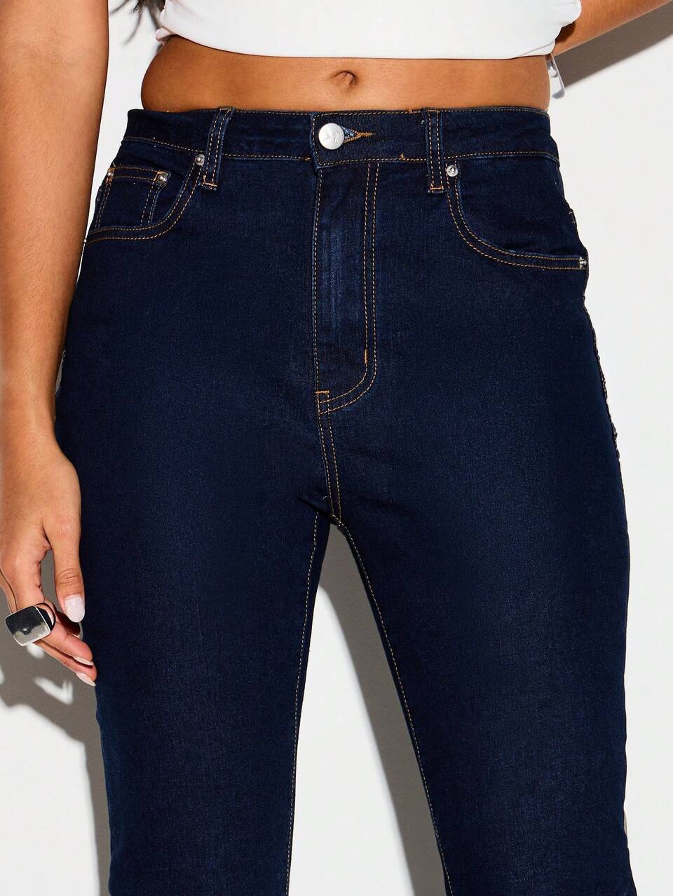 KIZN Bootcut Flare Jeans With Back Split Hem