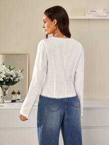 Selenza Women's Solid Color Casual Versatile Everyday Outing Shirt - White - View 2