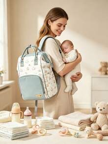Cozy Pixies Khaki Bear Mother Bag, Convenient To Carry Outdoors, Large Capacity With Insulation Layer, Can Store Bottles, Multifunctional Diaper Bag - Multicolor - View 2