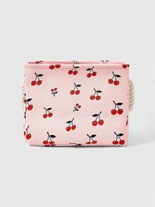 ROMWE Kawaii Keranjang Penyimpanan Kain Tebal Versi Lengkap Pink Cherry, Cocok untuk Kamar Tidur, Kamar Mandi, Dapur, dll. - ceri - View 1