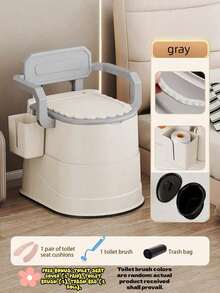 1PC Heavy Duty Plastic Bedside Commode With Non Slip Base Armrests Raised Seat Double Seal Odor Proof Compact Lightweight Sturdy Leg Frame For Elderly Mobility Aid Home Care Recovery Gift - Multicolor - View 8