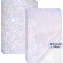 Holographic Sticker Sheets, A4 8.25 X 11.7 Inch Self Adhesive Vinyl Sticker Paper, Waterproof Layered Vinyl With Star & Broken Ice Patterns, For DIY Craft, Scrapbooking, School Supplies, Available In 10/30/50Pcs - multicolor - View 1