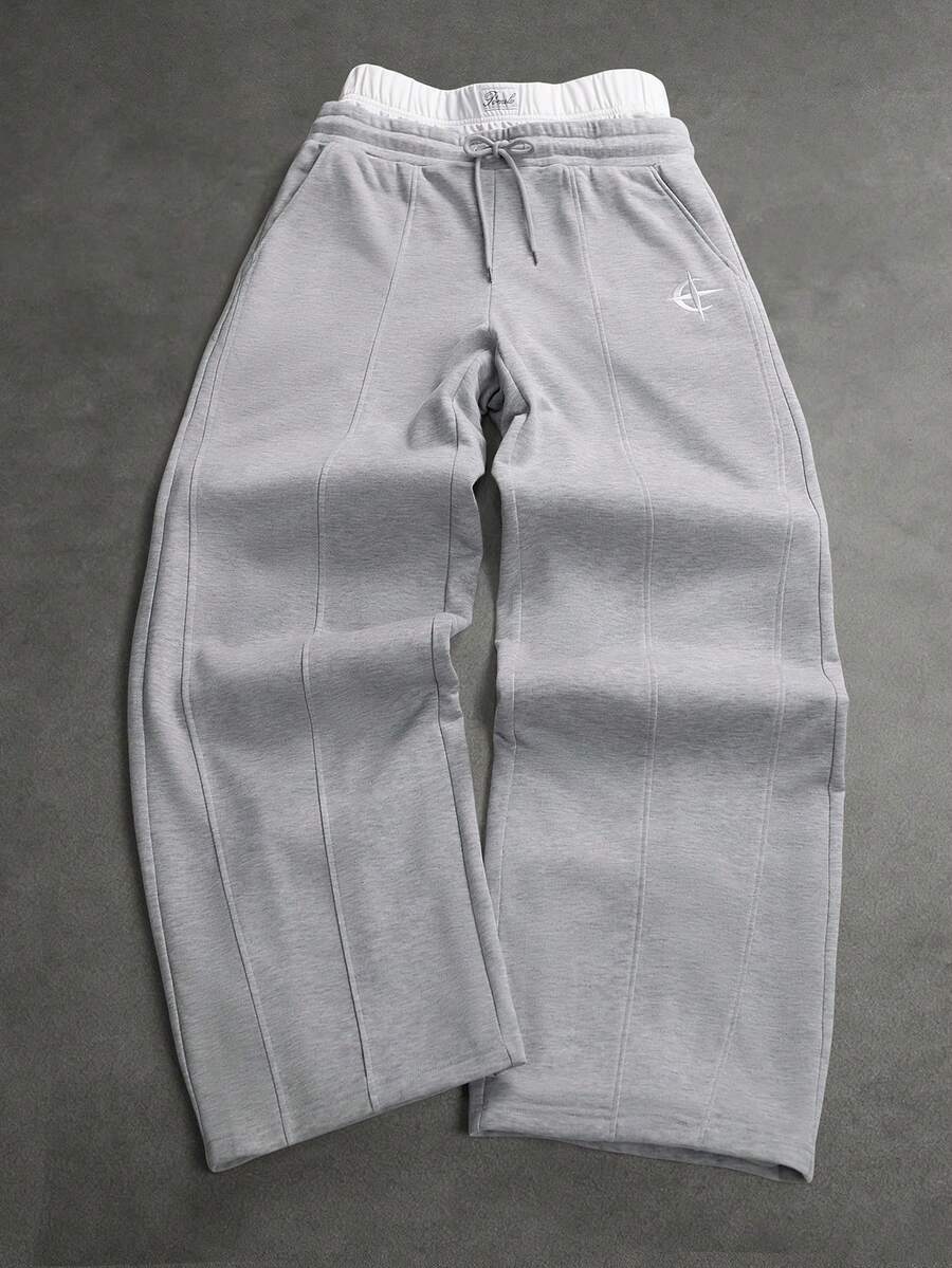 SLATEMANN Pantalones de chándal casuales y versátiles para uso diario con cintura de cordón para hombre - Gris - Ver 1