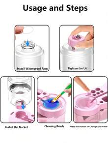 1pc 4-In-1 Water Circulation Pigment Rinse Cup Brush Washer, Painting Tool - Brush Rinser, Artist Painting Palette - Multicolor - View 4