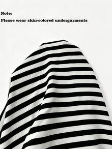 SHEIN Franclia 两件套女士优雅黑白条纹休闲夏季套装，度假/假日服装 - 黑與白 - 查看 8