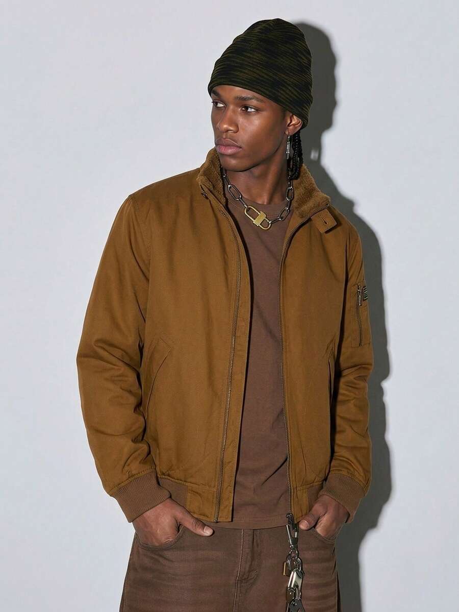 Modcrash Men's Jacket, Thick Thermal Lined, Workwear Style, Autumn/Winter Fall/Autumn/Winter - Khaki - View 1