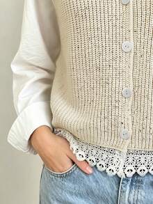Franclia Rompi Rajut Patchwork Renda Wanita - Putih - View 7