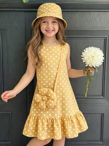 Emery Rose Kids Emery Rose Kids 女童圓領波點印花拼接洋裝 - 彩色 - 查看 2
