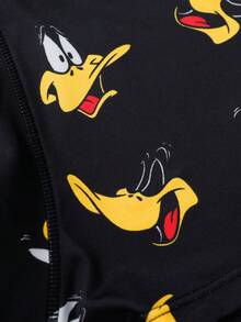 LOONEY TUNES X SHEIN 男士字母卡通印花休閒日常四角內褲 - 黑色 - 查看 5