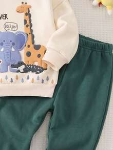 SHEIN LMoss Kids 兒童嬰兒圓領休閒舒適套裝 秋季寶寶 - 彩色 - 查看 3