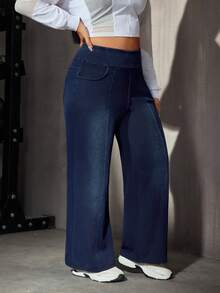 Flexra Plus Size Soft Medium Blue Washed Stretch Denim Jeans - Dark Wash - View 4
