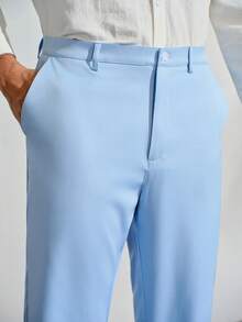 VeloEdit Men's Solid Color Casual Commuter Blazer & Pants Formal Suit Clothes Formal, Ceremony - Baby Blue - View 9